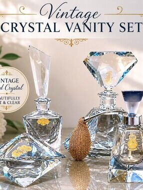 Crystal Perfume Bottle Vanity Collection Of 4 Items.
